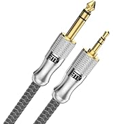 EMK 1/8 Inch to 1/4 Inch TRS 6.35mm to 3.5mm Male to Male Stereo Cable Nylon Braid Compatible for...
