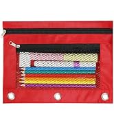 INNOIO 3 Ring Binder Pencil Pouch - Oxford Fabric Pencil Case with 2 Zippered Pockets, Clear Mesh...