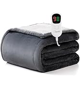 Homemate Heated Blanket Electric Throw - 50"x60" Heating Blanket Throw 1/2/4/6/8 Hours Auto-Off 1...