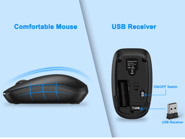 Wireless Keyboard and Mouse Combo, Full Size Silent Ergonomic Keyboard Mouse