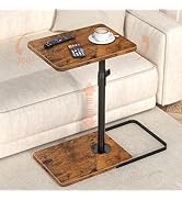 TV Tray Table for Couch - Adjustable Height &amp; 360°Swivel Panel Design,Larger Metal and Wooden Bas...