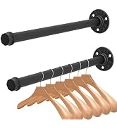 Jeasor 2 Pcs 12 Inch Industrial Pipe Clothes Rack DIY Wall Mounted, Heavy Duty Rustic Vintage Clo...