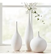 DecoVlog White Ceramic Vases Set of 3, Modern Boho Vases for Centerpiece Decor, Matte Minimalist ...