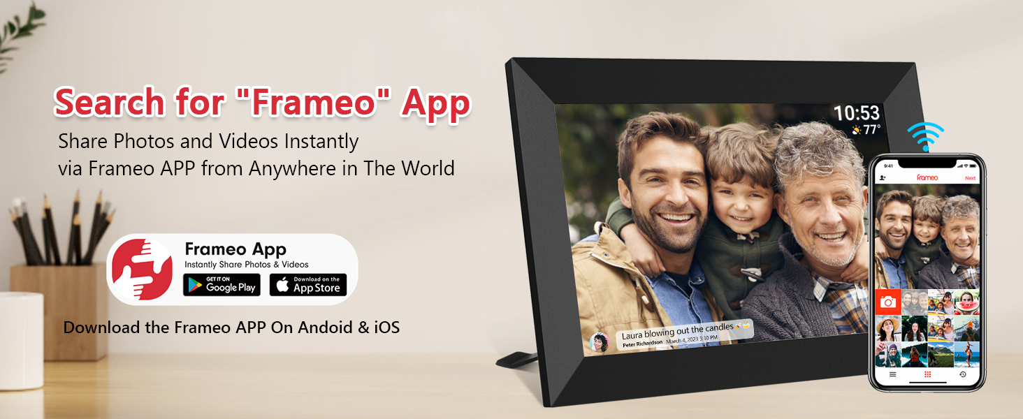 FRAMEO 10.1 Inch Smart WiFi Digital Photo Frame Digital Picture Frame