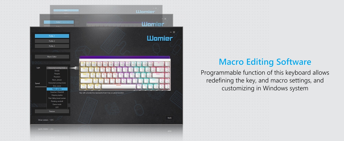 60% Gaming Keyboard with Light Box, Wired RGB Backlit Mechanical Keyboard with MCA Keycaps