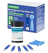 CAKRNPS Blood Glucose Test Strips, 25 Count Blood Sugar Test Strips and 25 Lancets for Diabetes, ...
