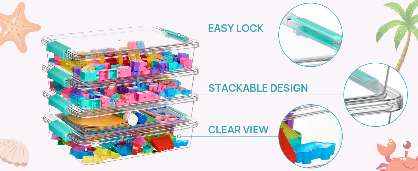 6 Qt Plastic Storage Bins with Lids