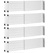 Dial Industries Adjustable Spring Loaded Drawer Dividers, Set of 4, White