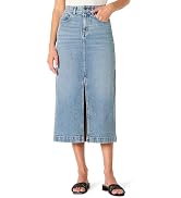 Essentials Women's Regular-Fit High-Rise Long Jean Skirt with Slight A-line Silhouette, 5 ...