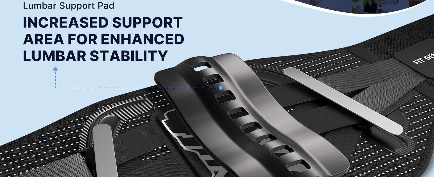 lumbar support pad: increased support area for enhanced lumbar stability