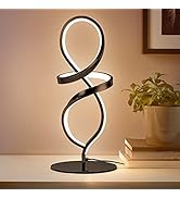 Mayful Modern Table Lamp, LED Spiral Lamp, Black Bedside Lamp with Stepless Dimming Switch, Conte...