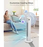 FOHERE Tower Fan for Home, 30'' Oscillating fan with Remote, 3 Speeds, Timer, Quiet Portable Blad...