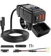Nilight Motorcycle Charger with 12V Voltmeter Independent On Off Switch SAE USB Adapter Inline 10...