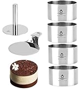 Hilstita 6 Pcs Cake Ring Molds, Stainless Steel Cake Cutter For Baking, 4 inch Cooking Rings with...