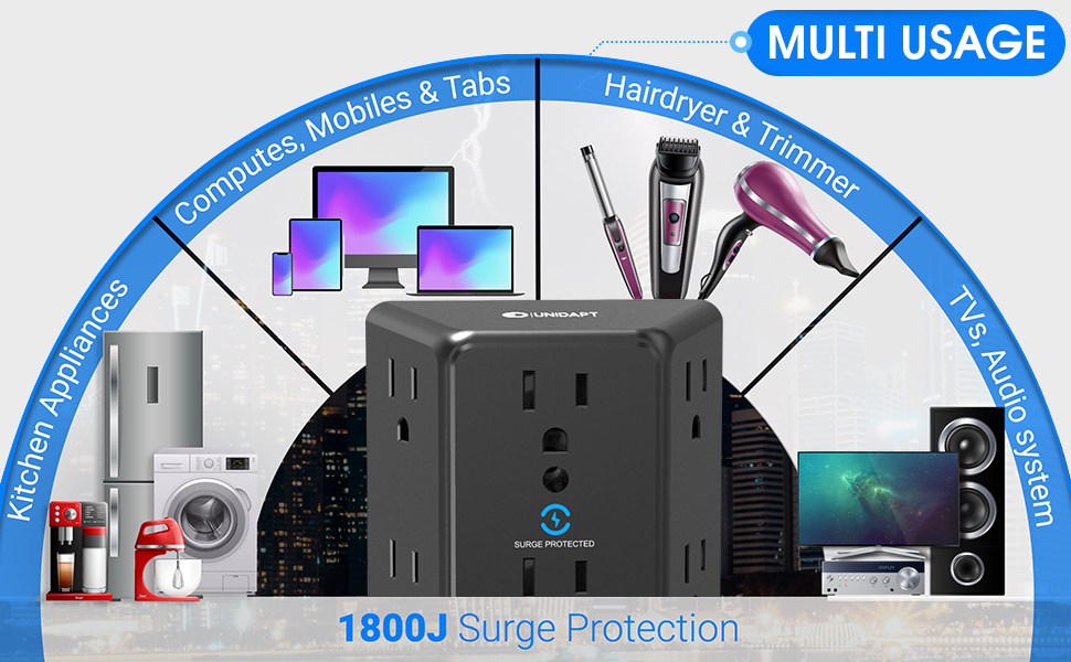 Multi usage to keep your devices surge protected in your outlets