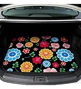 VNUVCOE Universal Car Trunk Mat 29" x 39",Multicolor Floral,Butterfly Etc,Anti-Slip Easy to Clean...