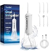 7AM2M Water Dental Flosser Cordless for Teeth,300ML Rechargeable Travel Portable Cleaner,with 6 J...