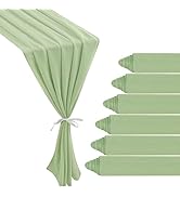 6 Pack 10Ft Sage Green Chiffon Table Runner 29x120 Inches Sheer Fabric Table Runner Romantic Wedd...