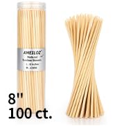 8" Bamboo Wooden Skewers for BBQ, Kebob, Appetizer, Fruit, Sausage, Chocolate Fountain