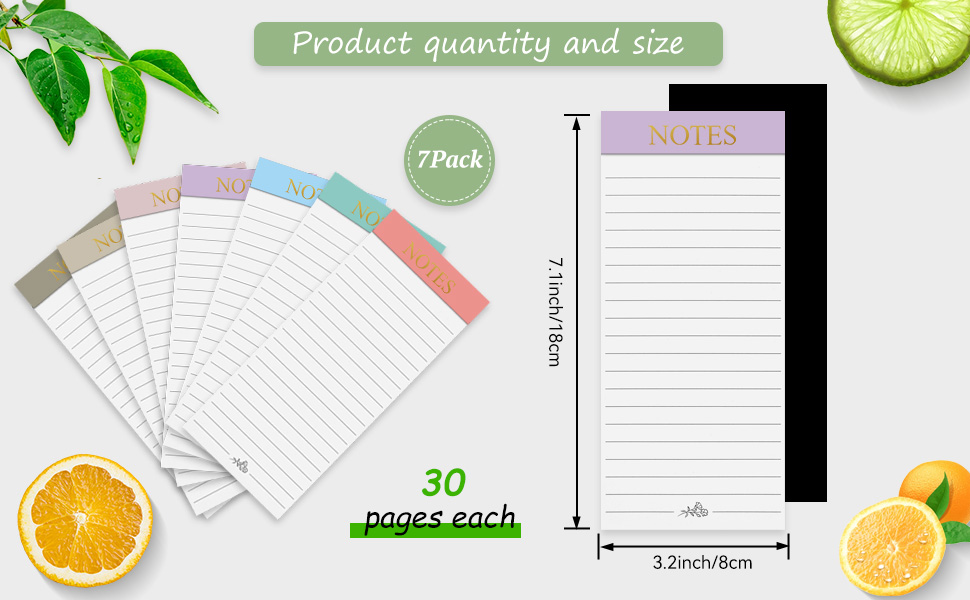 Utron 7 Pack Magnetic Notepads for Refrigerator