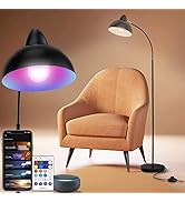 Smart RGB Floor Lamp Works with Alexa &amp; Google Home, Modern Arc LED Office Floor Lamp with Remote...