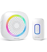 TECKNET Wireless Doorbell, Plug and Play, IP66 Waterproof Doorbell with RGB Light, 1300ft Door Be...