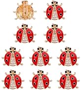 KINCHYGO, 10 Pack Ladybug Brooch Pin Rhinestone Metal Enamel Animal Insect Lapel Badges for Women...