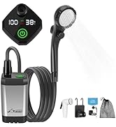 WADEO Portable Shower for Camping, Outdoor Electric Shower Rechargeable Pump with Intelligent Dig...