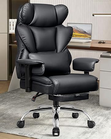 Ergonomic Office Chair with Footrest, High Back Big and Tall Executive Office Chair for Heavy People