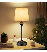 NIORSUN Portables Cordless Table Lamp,Flaxen Fabric Shade Battery Operated Lamp,5200mAh Bedside T...