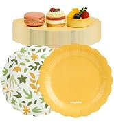 VIVAVENTURE 30 Pack Disposable Paper Plates, 7 Inch Yellow Paper Plates, Microwave-Safe Disposabl...