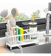 Cisily Sponge Holder for Kitchen Sink, Sink Caddy with High Brush Holder, Organzier Rustproof 304...
