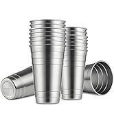 MEWAY Premium Stainless Steel Cups 24 oz Pint Cup Tumbler (16 Pack) - Premium Metal Cups - Stacka...