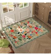 Rugcomf Door Mat Indoor Entrance 2x3 Rug Machine Washable Boho Floral Small Area Rug Non-Slip Low...