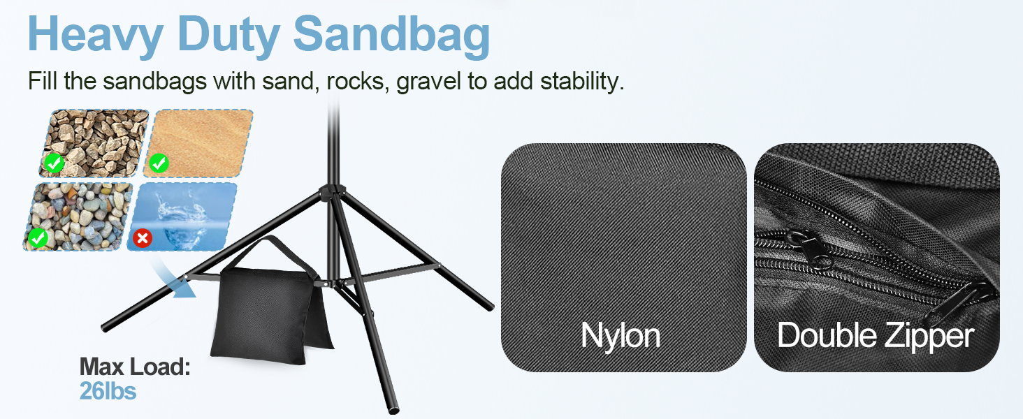 2 sandbags for adding weight and preventing accidental tipping