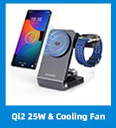 Wireless Charger for Samsung – Magnetic Qi2 Charger with Active Cooling, 3 in 1 Foldable Charging...