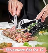 60 Piece Silverware Set, Deedro Stainless Steel Flatware Set Service for 12, Mirror Polished Cutl...
