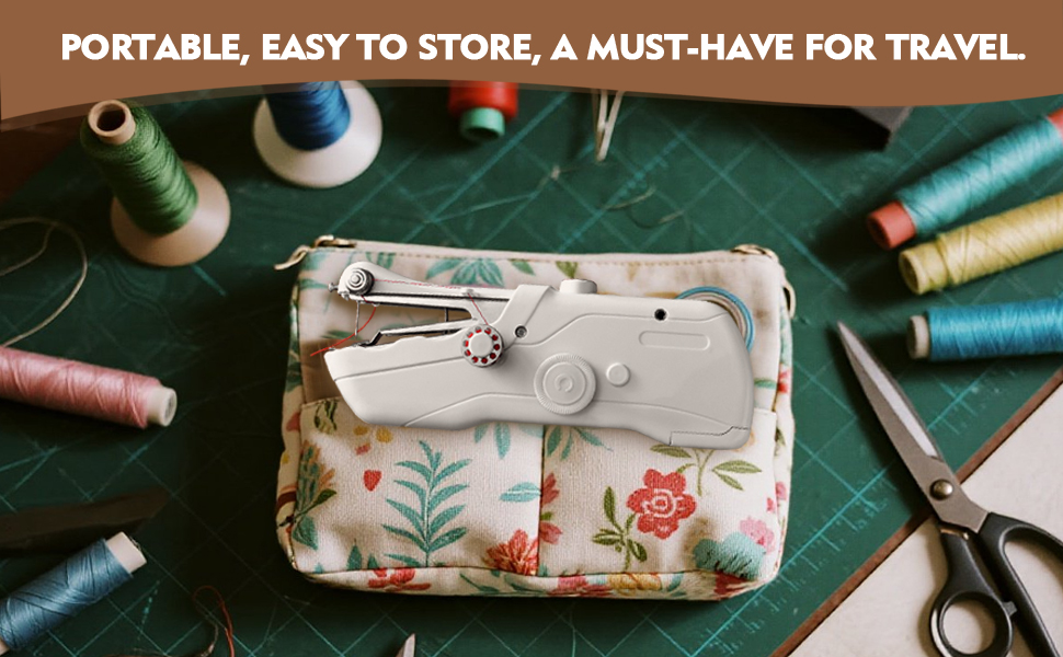 Close-up demonstration of a handheld sewing machine 2