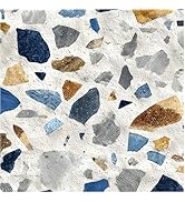 Nuxovilar Peel and Stick Vinyl Floor Tiles - 11.8"x11.8" Terrazzo - Inspired Pattern, 10 - Pack S...