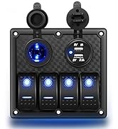 Nilight - 90107D 4 Gang Rocker Switch Panel Waterproof Pre-wired Switch Panel with USB Charger &amp; ...
