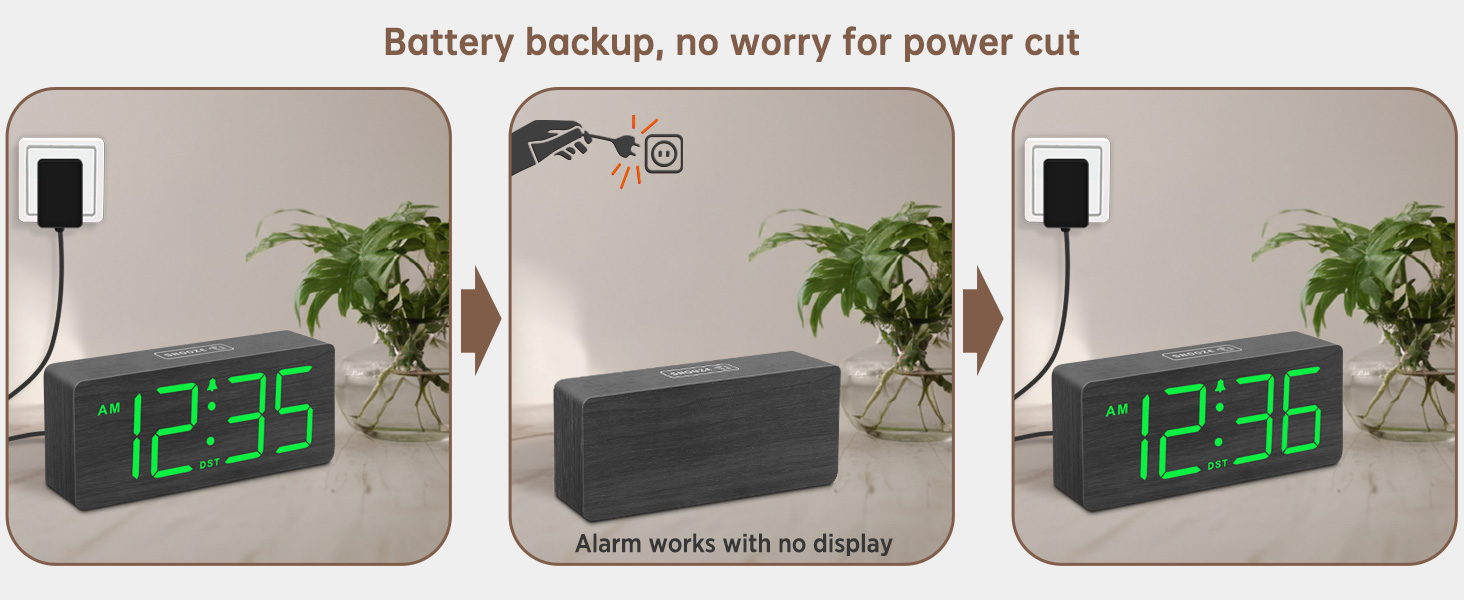 wooden alarm clock