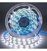 iNextStation 12V LED Light Strip White, 16.4ft/5m LED Strip 6000K IP65 Waterproof Cuttable SMD283...