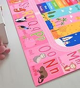 Kids Rugs for Playroom, 4x6 Feet Classroom Rug ABC Alphabet Numbers Pink Rug, Educational Learnin...