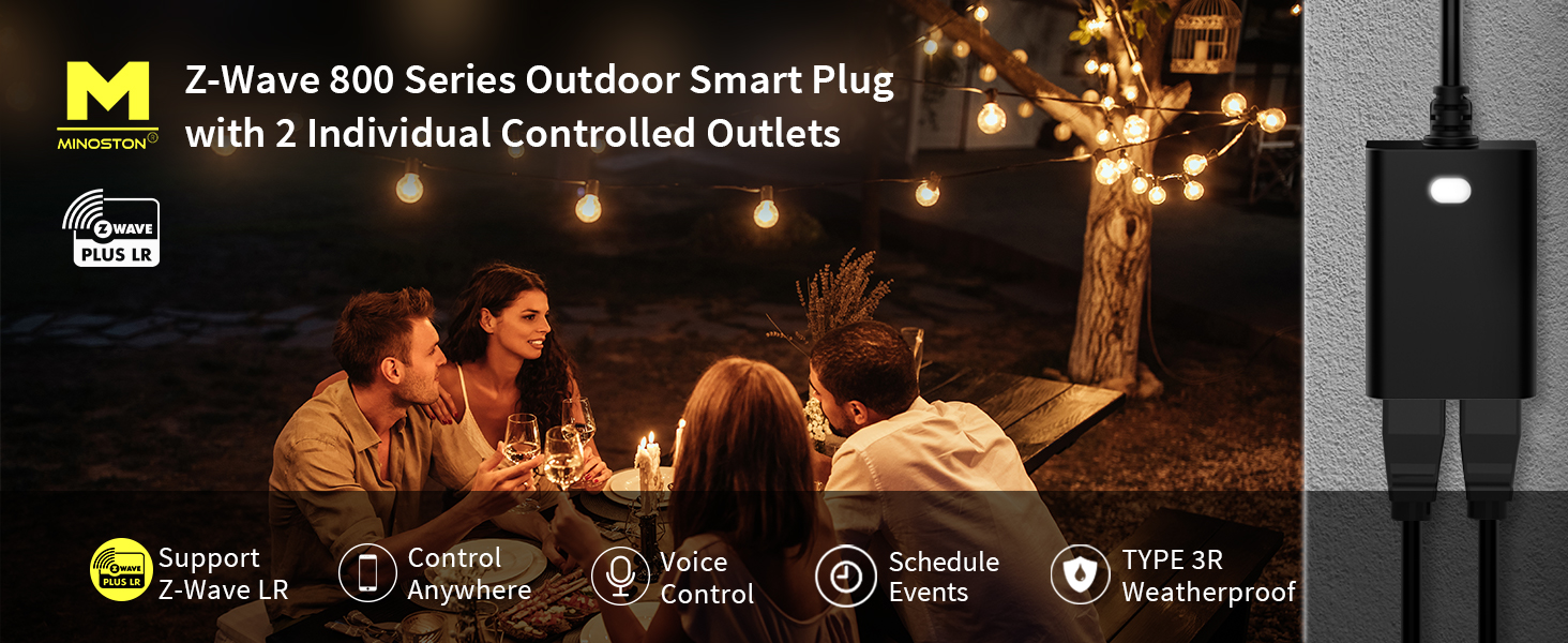 zwave plug 800 dual smart plug outdoor LR