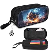 TILYTADLY Large Pencil Case for Boys - Soccer Boys Pencil Pouch with Zipper Compartments - Big Ca...