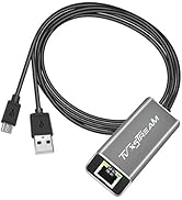 USB Ethernet Adapter (Silver) for Fire TV Stick Lite/4K/4k Max Firestick or Chromecast with Micro...