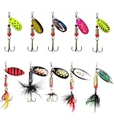 SANWEAL 10/15/16/20PCS Rooster Tail Fishing Lures – High-Efficiency Trout Lures with Brass Spinne...