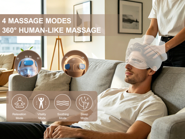 6-Zone Kneading Temple Massager