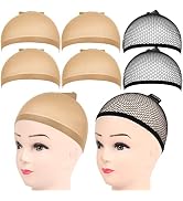 Wig Caps, FANDAMEI 6PCS Wig caps Includes 4PCS Light Brown Nylon Wig Caps and 2PCS Black Mesh Wig...