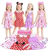SOLIEHOO Girls Dress Up Princess Dresses, 19 Pcs Girls Dress Up Trunk with 4 Tops 3 Skirts and Pr...